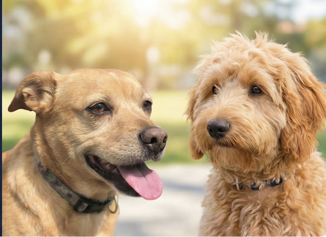 Two adorable dogs β the Paw Cities mascots